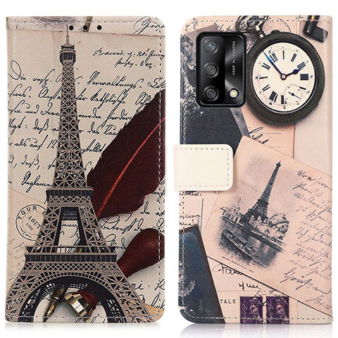 Coque Portefeuille Motif Fantaisie Livre Cuir Etui Clapet D02Y pour Oppo F19s Gris