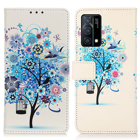 Coque Portefeuille Motif Fantaisie Livre Cuir Etui Clapet D02Y pour Oppo K9 5G Bleu