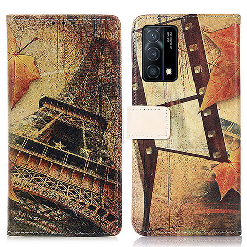 Coque Portefeuille Motif Fantaisie Livre Cuir Etui Clapet D02Y pour Oppo K9 5G Marron