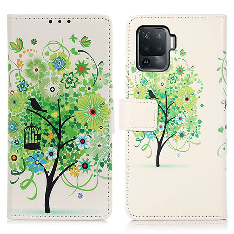 Coque Portefeuille Motif Fantaisie Livre Cuir Etui Clapet D02Y pour Oppo Reno5 Lite Vert