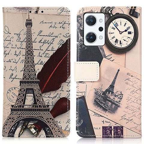 Coque Portefeuille Motif Fantaisie Livre Cuir Etui Clapet D02Y pour Oppo Reno7 A Gris