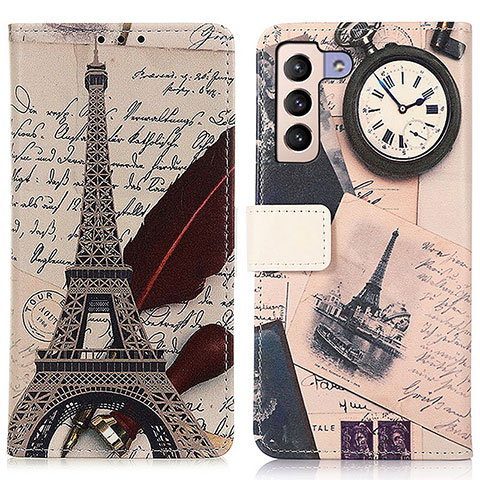 Coque Portefeuille Motif Fantaisie Livre Cuir Etui Clapet D02Y pour Samsung Galaxy S21 5G Gris