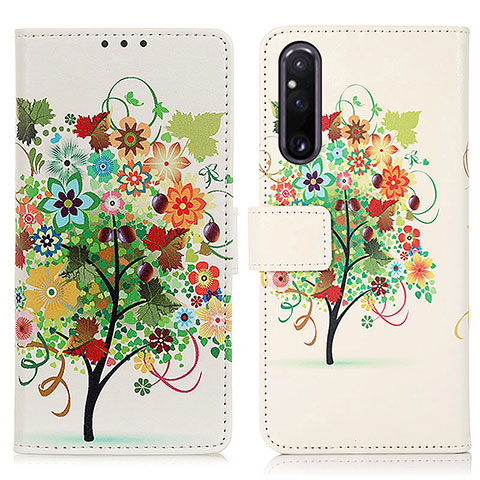 Coque Portefeuille Motif Fantaisie Livre Cuir Etui Clapet D02Y pour Sony Xperia 1 V Vert