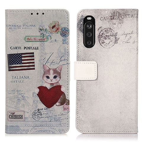 Coque Portefeuille Motif Fantaisie Livre Cuir Etui Clapet D02Y pour Sony Xperia 10 III SO-52B Vin Rouge