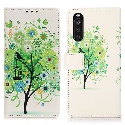 Coque Portefeuille Motif Fantaisie Livre Cuir Etui Clapet D02Y pour Sony Xperia 10 III SOG04 Vert