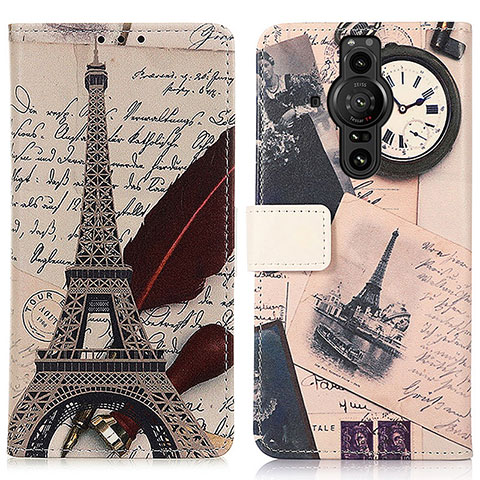 Coque Portefeuille Motif Fantaisie Livre Cuir Etui Clapet D02Y pour Sony Xperia PRO-I Gris