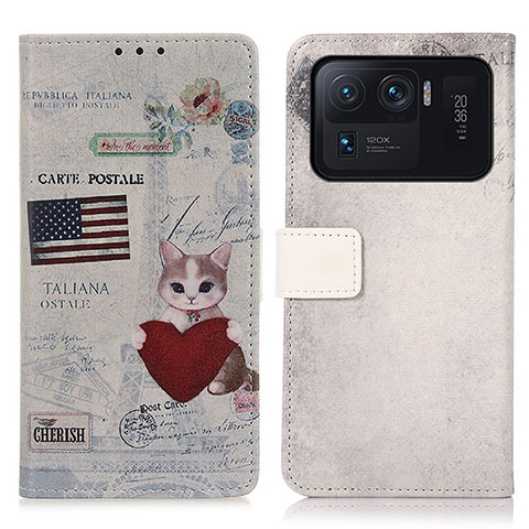 Coque Portefeuille Motif Fantaisie Livre Cuir Etui Clapet D02Y pour Xiaomi Mi 11 Ultra 5G Vin Rouge