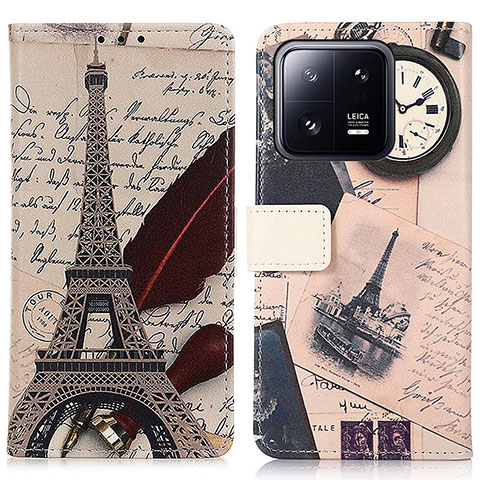 Coque Portefeuille Motif Fantaisie Livre Cuir Etui Clapet D02Y pour Xiaomi Mi 13 5G Gris