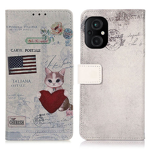 Coque Portefeuille Motif Fantaisie Livre Cuir Etui Clapet D02Y pour Xiaomi Poco M5 4G Vin Rouge