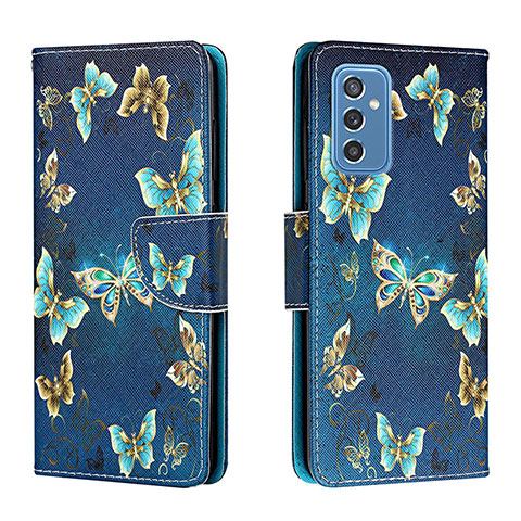 Coque Portefeuille Motif Fantaisie Livre Cuir Etui Clapet H01X pour Samsung Galaxy M52 5G Bleu Royal