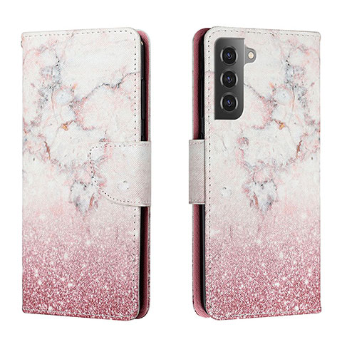 Coque Portefeuille Motif Fantaisie Livre Cuir Etui Clapet H01X pour Samsung Galaxy S22 5G Rose