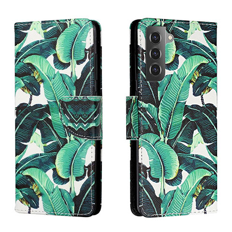 Coque Portefeuille Motif Fantaisie Livre Cuir Etui Clapet H01X pour Samsung Galaxy S22 5G Vert