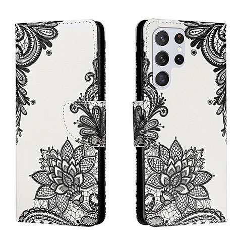 Coque Portefeuille Motif Fantaisie Livre Cuir Etui Clapet H01X pour Samsung Galaxy S23 Ultra 5G Gris Fonce