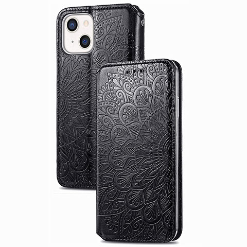 Coque Portefeuille Motif Fantaisie Livre Cuir Etui Clapet H02 pour Apple iPhone 13 Noir