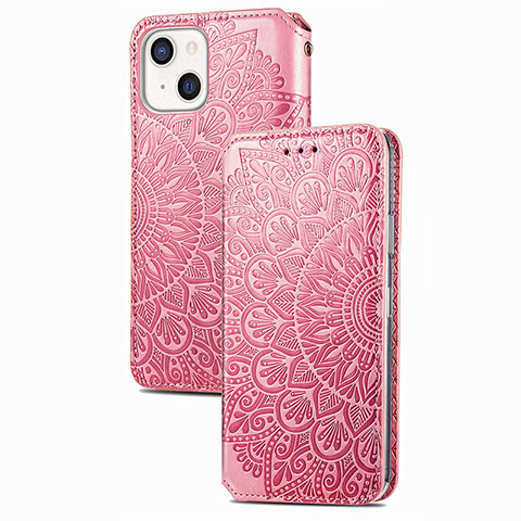 Coque Portefeuille Motif Fantaisie Livre Cuir Etui Clapet H02 pour Apple iPhone 13 Or Rose