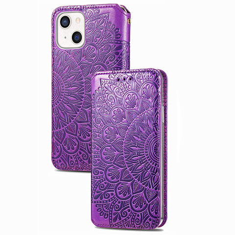 Coque Portefeuille Motif Fantaisie Livre Cuir Etui Clapet H02 pour Apple iPhone 14 Plus Violet