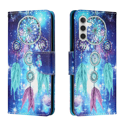 Coque Portefeuille Motif Fantaisie Livre Cuir Etui Clapet H02X pour Samsung Galaxy A04s Bleu