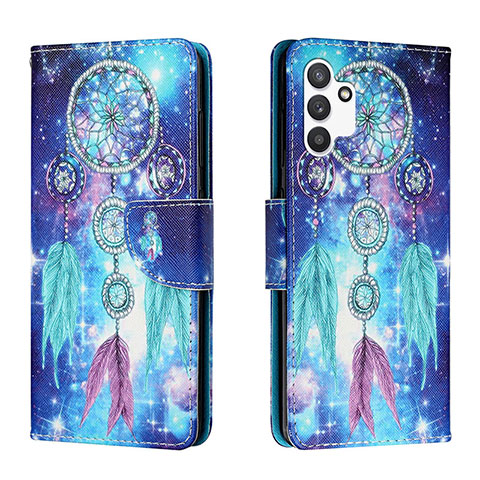 Coque Portefeuille Motif Fantaisie Livre Cuir Etui Clapet H02X pour Samsung Galaxy A13 4G Bleu