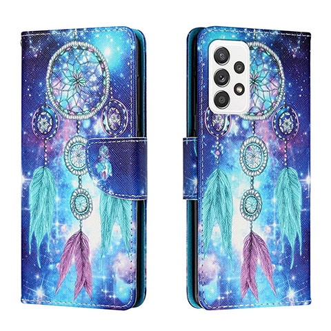 Coque Portefeuille Motif Fantaisie Livre Cuir Etui Clapet H02X pour Samsung Galaxy A53 5G Bleu