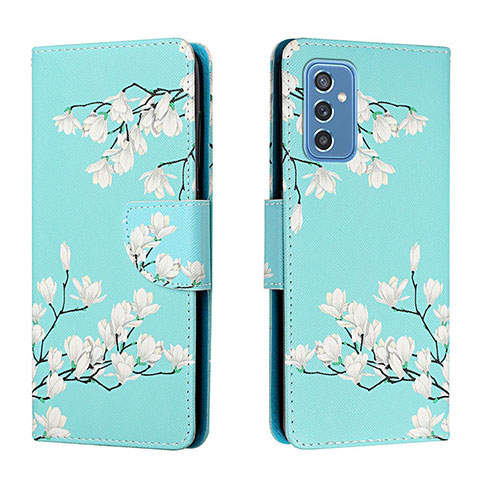 Coque Portefeuille Motif Fantaisie Livre Cuir Etui Clapet H02X pour Samsung Galaxy M52 5G Cyan