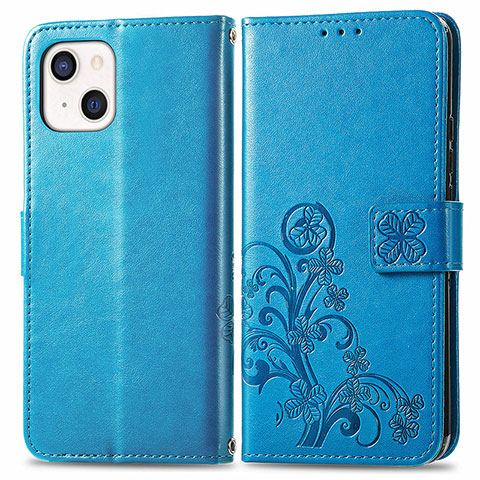 Coque Portefeuille Motif Fantaisie Livre Cuir Etui Clapet H03 pour Apple iPhone 13 Bleu