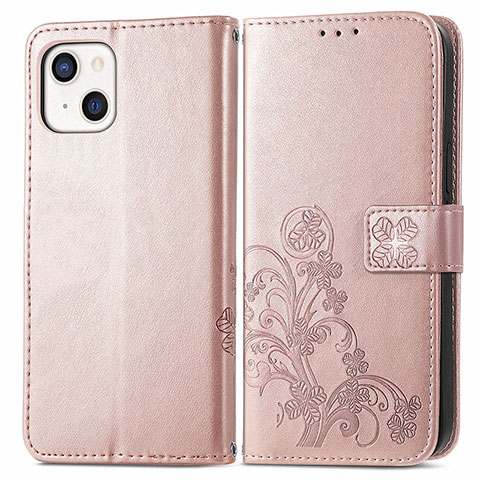 Coque Portefeuille Motif Fantaisie Livre Cuir Etui Clapet H03 pour Apple iPhone 13 Mini Or Rose