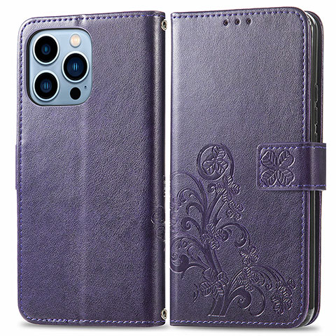 Coque Portefeuille Motif Fantaisie Livre Cuir Etui Clapet H03 pour Apple iPhone 13 Pro Violet