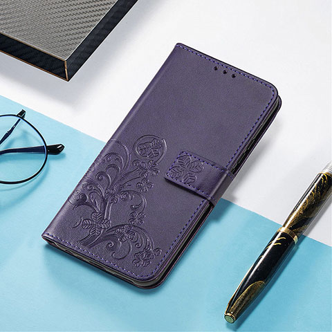 Coque Portefeuille Motif Fantaisie Livre Cuir Etui Clapet H04 pour Apple iPhone 13 Mini Violet