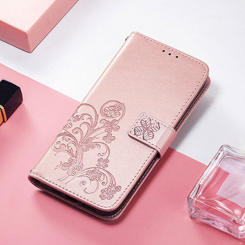 Coque Portefeuille Motif Fantaisie Livre Cuir Etui Clapet H04 pour Apple iPhone 14 Or Rose