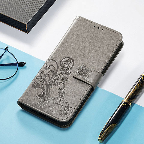 Coque Portefeuille Motif Fantaisie Livre Cuir Etui Clapet H04 pour Apple iPhone 14 Pro Max Gris