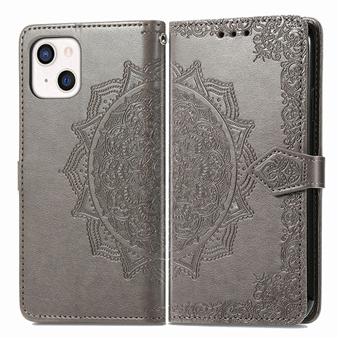 Coque Portefeuille Motif Fantaisie Livre Cuir Etui Clapet H05 pour Apple iPhone 13 Gris