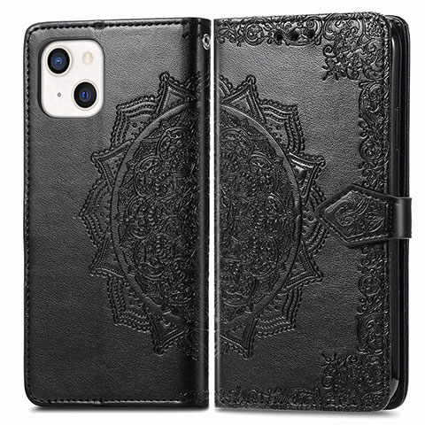 Coque Portefeuille Motif Fantaisie Livre Cuir Etui Clapet H05 pour Apple iPhone 14 Noir