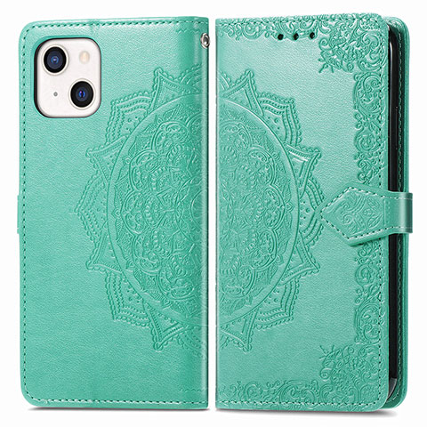 Coque Portefeuille Motif Fantaisie Livre Cuir Etui Clapet H05 pour Apple iPhone 14 Vert