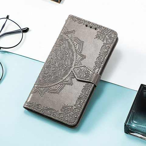 Coque Portefeuille Motif Fantaisie Livre Cuir Etui Clapet H05 pour Apple iPhone 15 Pro Gris