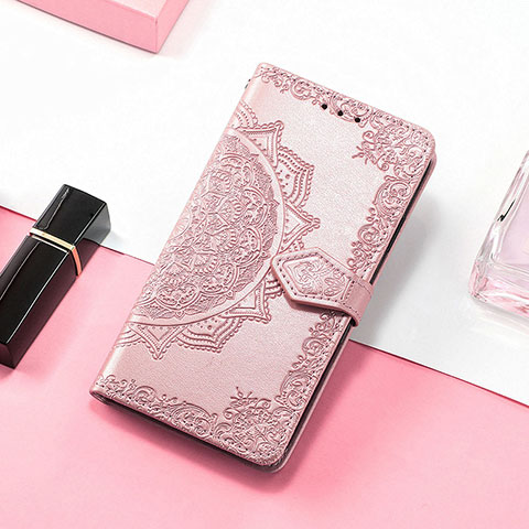 Coque Portefeuille Motif Fantaisie Livre Cuir Etui Clapet H06 pour Apple iPhone 14 Or Rose