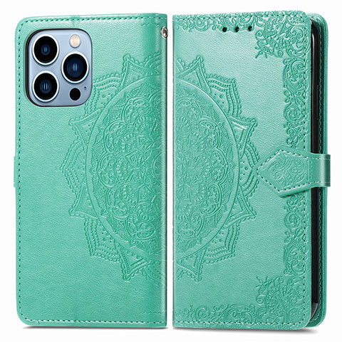 Coque Portefeuille Motif Fantaisie Livre Cuir Etui Clapet H06 pour Apple iPhone 14 Pro Max Vert