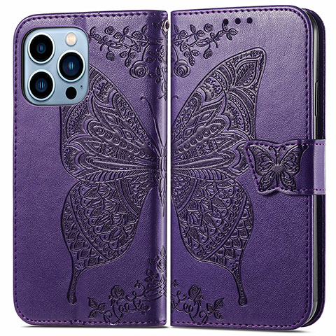 Coque Portefeuille Motif Fantaisie Livre Cuir Etui Clapet H07 pour Apple iPhone 13 Pro Max Violet