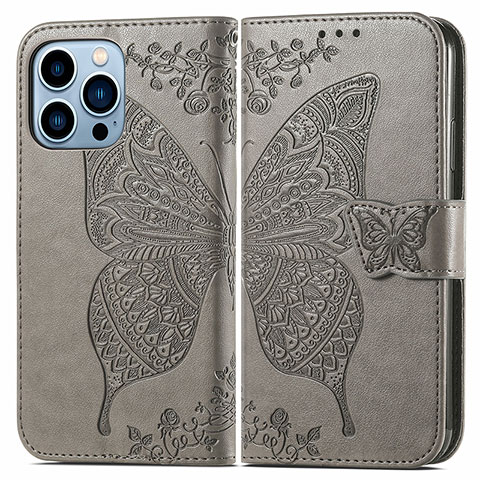 Coque Portefeuille Motif Fantaisie Livre Cuir Etui Clapet H07 pour Apple iPhone 14 Pro Max Gris