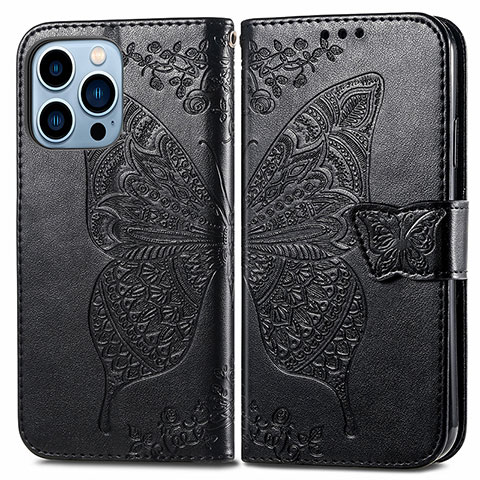 Coque Portefeuille Motif Fantaisie Livre Cuir Etui Clapet H07 pour Apple iPhone 14 Pro Noir