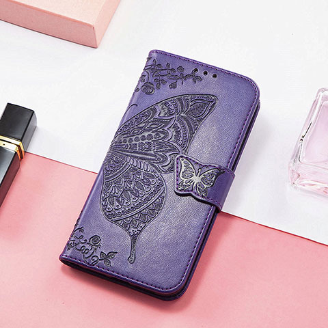 Coque Portefeuille Motif Fantaisie Livre Cuir Etui Clapet H08 pour Apple iPhone 13 Mini Violet