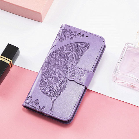 Coque Portefeuille Motif Fantaisie Livre Cuir Etui Clapet H08 pour Apple iPhone 15 Violet Clair