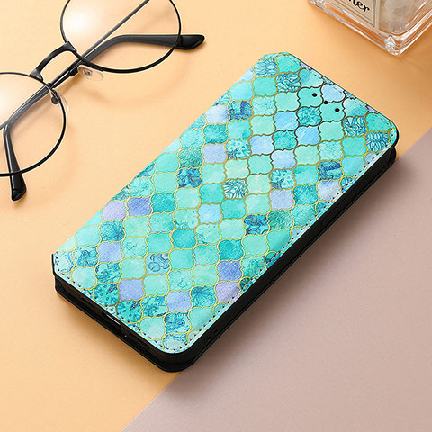 Coque Portefeuille Motif Fantaisie Livre Cuir Etui Clapet H09 pour Apple iPhone 15 Pro Max Vert