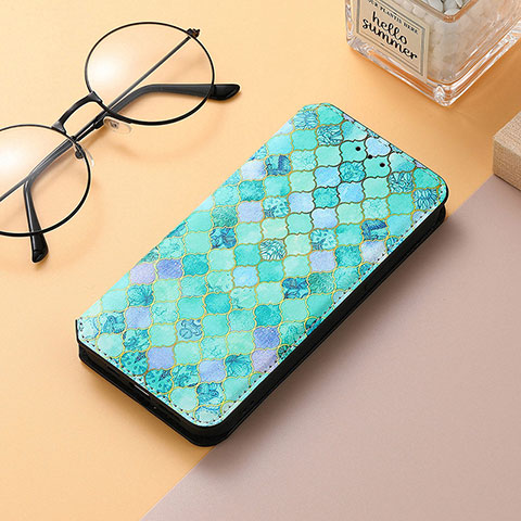 Coque Portefeuille Motif Fantaisie Livre Cuir Etui Clapet H10 pour Apple iPhone 13 Vert