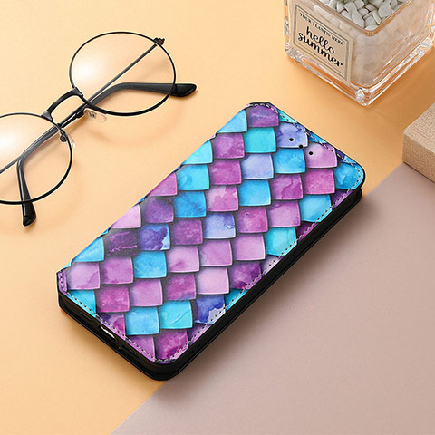 Coque Portefeuille Motif Fantaisie Livre Cuir Etui Clapet H10 pour Apple iPhone 13 Violet