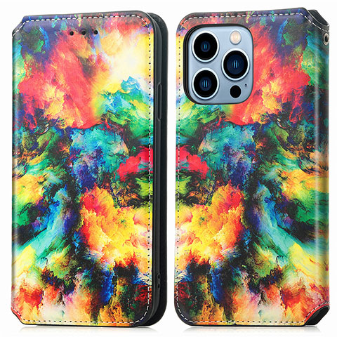 Coque Portefeuille Motif Fantaisie Livre Cuir Etui Clapet H10 pour Apple iPhone 14 Pro Max Colorful