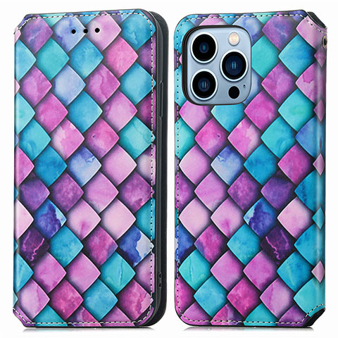 Coque Portefeuille Motif Fantaisie Livre Cuir Etui Clapet H10 pour Apple iPhone 15 Pro Max Violet