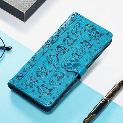 Coque Portefeuille Motif Fantaisie Livre Cuir Etui Clapet H11 pour Apple iPhone 13 Pro Max Bleu