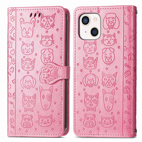 Coque Portefeuille Motif Fantaisie Livre Cuir Etui Clapet H11 pour Apple iPhone 14 Plus Rose