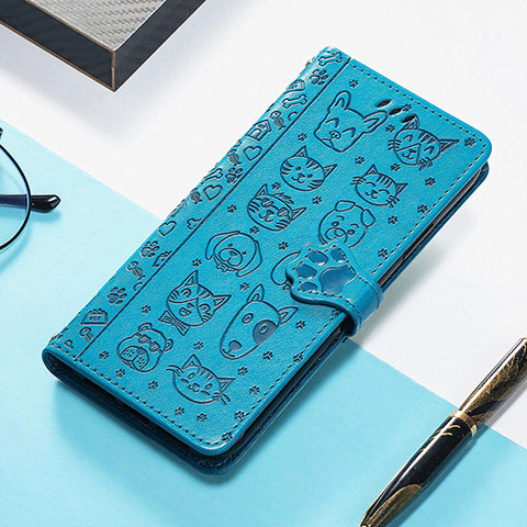 Coque Portefeuille Motif Fantaisie Livre Cuir Etui Clapet H12 pour Apple iPhone 13 Bleu