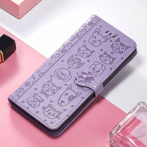 Coque Portefeuille Motif Fantaisie Livre Cuir Etui Clapet H12 pour Apple iPhone 14 Violet